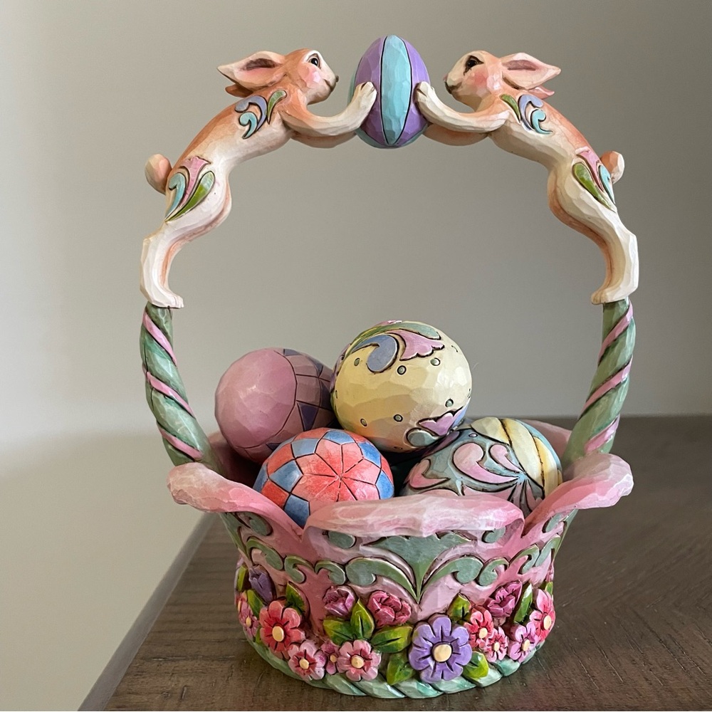 Jim Shore Heartwood Creek 2008 “Spirit of Easter” Easter Basket W/ Eggs Figurine